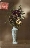 Blumen - Blumen - viktorianischer Vase mit den Pansies - gedacht - CPA
