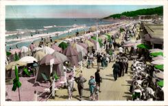 Deauville CPA bluhte Strandbretter und den Stab der Sonne