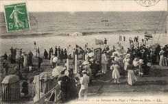 Cabourg CPA die Terrasse und der Strand pro Stunde des Bades