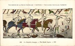 CPA Bayeux Tapisserie of the Mathilde queen the battle engages