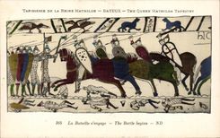 CPA Bayeux Tapisserie of the Mathilde queen the battle engages