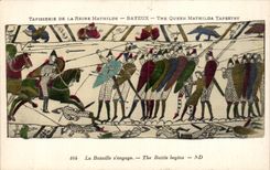 CPA Bayeux Tapisserie of the Mathilde queen the battle engages