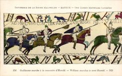 CPA Bayeux Tapestry of the queen Mathilde Guillaume market with the meeting of Harold
