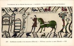 CPA Bayeux Tapestry of the queen Mathilde Guillaume market with the meeting of Harold