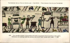 CPA Bayeux Tapisserie of the Mathilde queen a chevauchor of the continuation of Guillaume names Wadar supervises the cooks