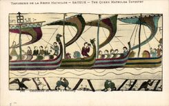 CPA Bayeux Tapisserie of the queen Mathilde Guillaume east arrives has Pevensey