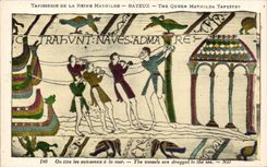 CPA Bayeux Tapisserie of the queen Mathilde One draws the vessels with the sea