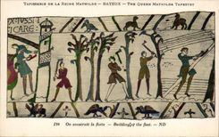 CPA Bayeux Tapisserie of the queen Mathilde One builds the fleet