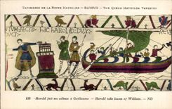 CPA Bayeux Tapisserie of the queen Mathilde Harold bids her farewell has Guillaume