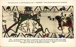 CPA Bayeux Tapisserie of the Mathilde queen the duke of Brittany offers in homage to the duke of Normandy the keys of the city