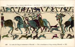 CPA Bayeux Tapestry of the Queen the continuation of Guy seizing himself of Harold