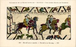 CPA Bayeux Tapisserie of the Harold Queen is in market