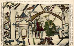 CPA Bayeux Tapisserie of the Queen king Edouard the confessor orders has Harold to learn to the duke Guillaume who it will be
