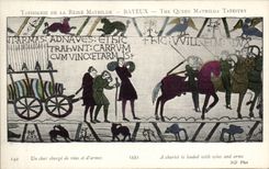 CPA Bayeux Tapisserie de Reine Mathilde Un char charge de vins et d'armes