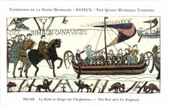 CPA Bayeux Tapisserie de Reine Mathilde La flotte se dirige vers l'Angleterre 