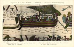 CPA Bayeux Tapisserie de Reine Mathilde Il est pousse par les vents sur les terres de Guy de Ponthieu