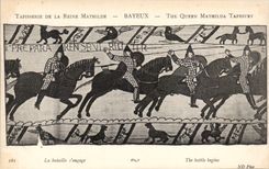 CPA Bayeux Tapisserie de Reine Mathilde La bataille s'engage