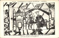 CPA Bayeux Tapisserie de la reine Mathilde Le roi Edouard le confesseur ordonne d'aller apprendre au duc Guillaume