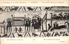 CPA Bayeux Tapisserie de la reine Mathilde Mort d'Edouard le Confesseur