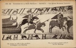 CPA Bayeux Tapisserie de la reine Mathilde On monte en selle et les cavaliers se dirigent vers Hastings