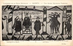 CPA Bayeux Tapisserie de la reine Mathilde Couronnement d'Harold le peuple lui rend hommage et se rejouit