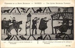 CPA Bayeux Tapisserie de la reine Mathilde Edouard ecoute le recit de l'ambassade en Normandie