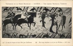 CPA Bayeux Tapisserie de la reine Mathilde Le chef de troupe est laisse libre par Guillaume 