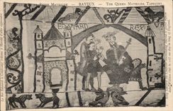 CPA Bayeux Tapisserie de la reine Mathilde Le roi Edouard le Confesseur ordonne a Harold 