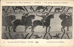 CPA Bayeux Tapisserie de la reine Mathilde Guy amene Harold a Guillaume