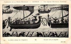 CPA Bayeux Tapisserie de la reine Mathilde La flotet se dirige vers l'Angleterre