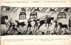 CPA Bayeux Tapisserie de la reine Mathilde Un chevaucheur de la suite de Guillaume nomme Wadar surveille les cuisiniers 