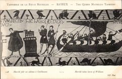 CPA Bayeux Tapisserie de la reine Mathilde Harold fait ses adieux a Guillaume
