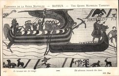 CPA Bayeux Tapisserie of the Queen Mathilde It advances towards the shore