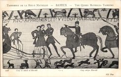 CPA Bayeux Tapisserie of the Queen Mathilde Guy is seized of Harold