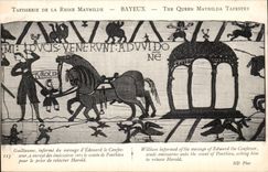 CPA Bayeux Tapisserie of the Queen Mathilde Guillaume informs of the message of Edouard the confessor