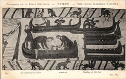 CPA Bayeux Tapisserie of the Queen Mathilde One builds the fleet