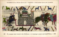CPA Bayeux Tapestry of the Mathilde Queen a messenger vien to find the duke Guillaume