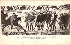 CPA Bayeux Tapisserie of the Mathilde Queen the battle engages