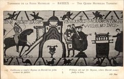 CPA Bayeux Tapisserie of the Queen Mathilde Guillaume goes has Bayeux or Harold lends oath of fidelity to him