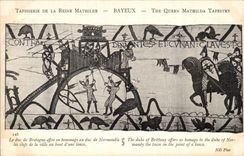 CPA Bayeux Tapisserie of the Mathilde Queen the duke of Brittany offers in homage to the duke of Normandy the keys of the city