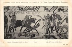CPA Bayeux Tapisserie of the Mathilde Queen the army of Harold is taillee in parts