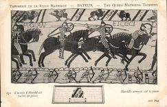 CPA Bayeux Tapisserie of the Mathilde Queen the army of Harold is taillee in parts