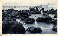 CPA Trouville Queen of the beaches black rocks and the pier walk