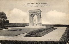 CPA Proyart Arc de Triomphe With the defenders of the Sum 1914 1918 Gourdon