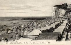 CPA Seas les Bains the beach and cabins towards cliff