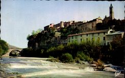 CPSM Vaison the Roman the Roman bridge the ouveze the old city and the belfry