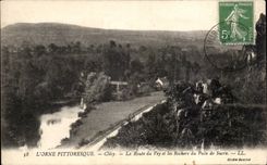 CPA Clecy Orne the road of Vey and rocks of the sugar loaf