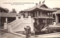 CPA Marseille Exposition coloniale 1922 Facade Annamite sur l'eau Elephant