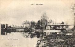 Pont on the Seine - the Suspended bridge - CPA