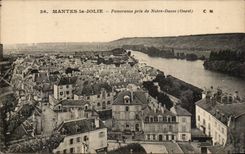 Mantes La Jolie - Panorama taken of Notre Dame - CPA